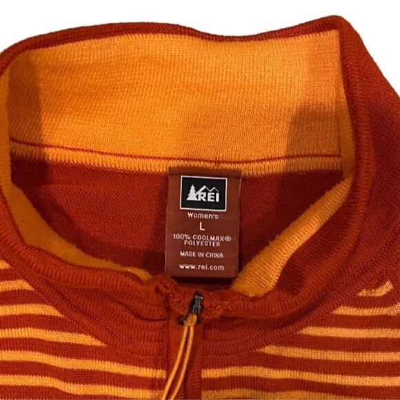 REI Womens Rendezvous CoolMax Orange Striped Full Zip Cardigan Sweater Large‎ - Picture 5 of 5
